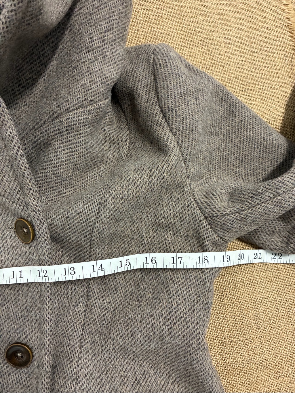Linennaive Trista 24 100% Twill Wool Hooded Coat Taupe Gray Small — image 7 of 8